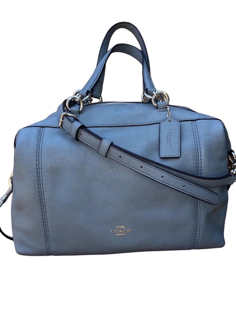Coach Lenox Pebble Leather Satchel F59325 Granite Blue